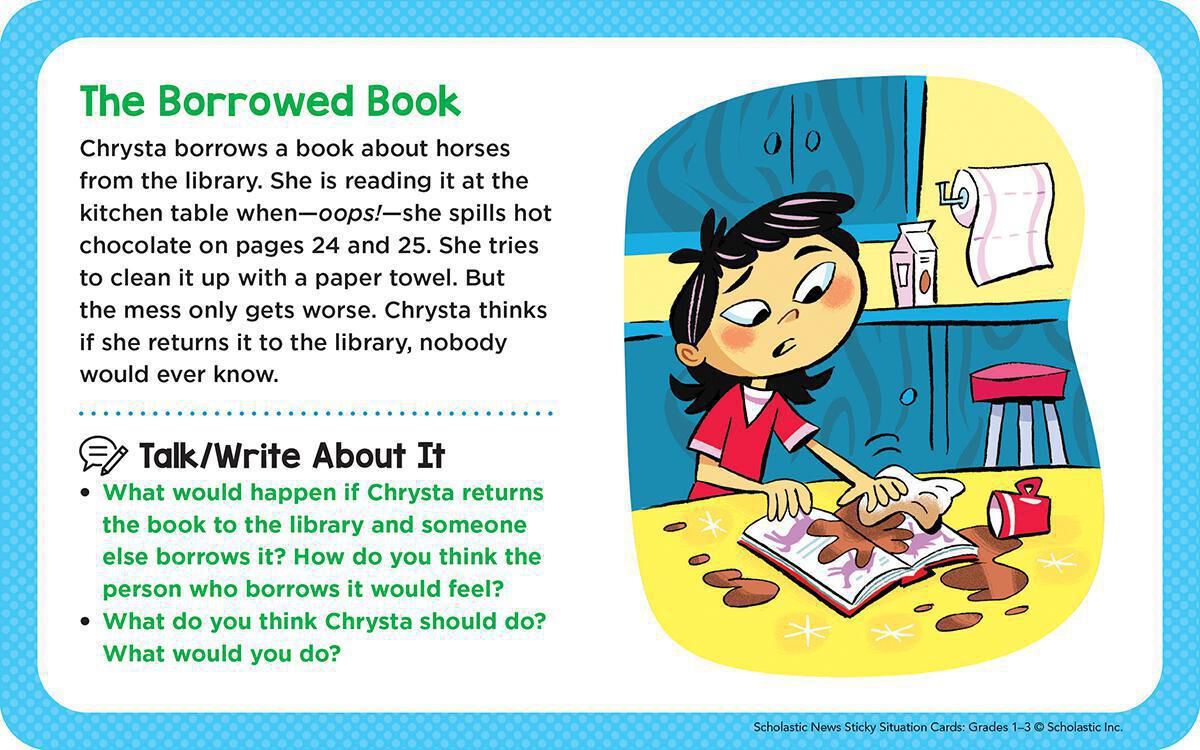 Scholastic News Sticky Situation Cards: Grades 1-3 180 Discussion Prompts That Encourage Dialogue, Debate & Critical Thinking image number 5