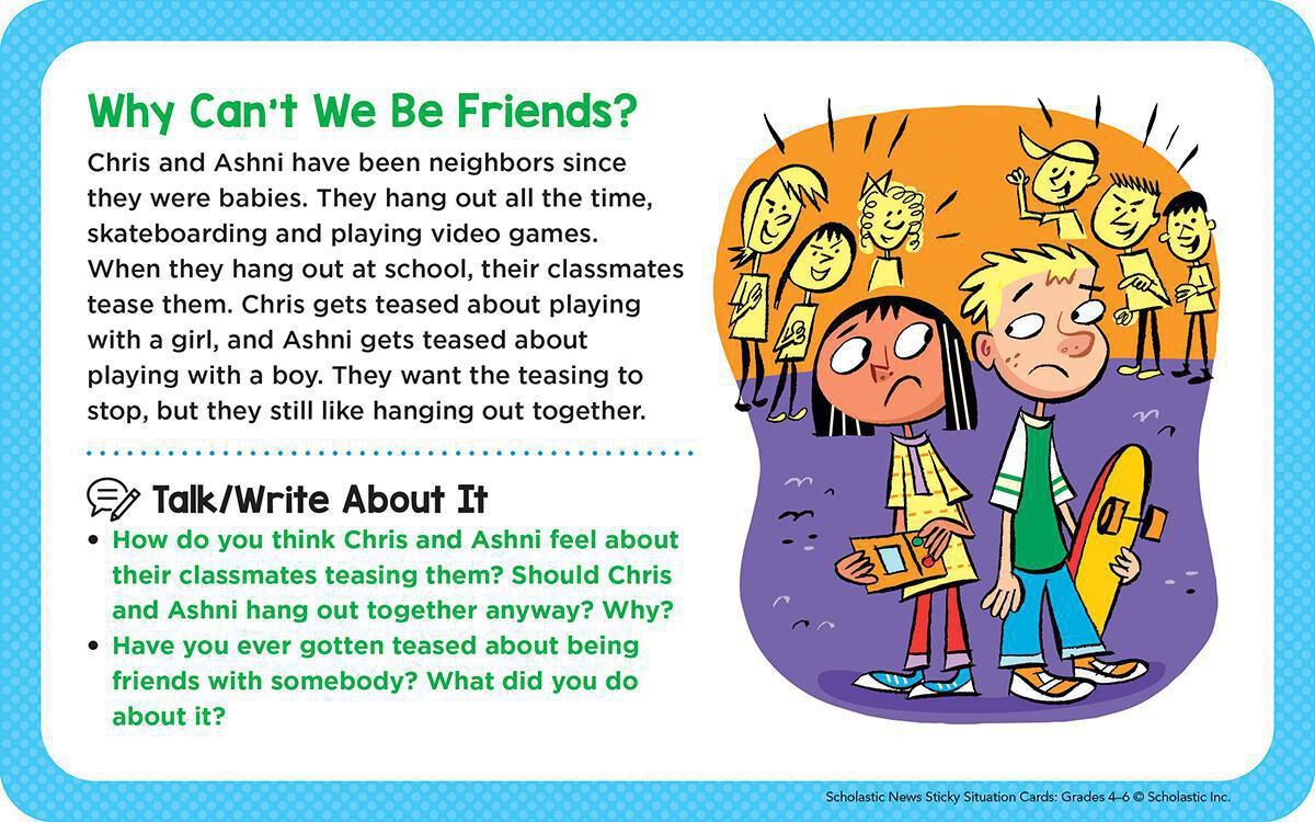 Scholastic News Sticky Situation Cards: Grades 4-6 180 Discussion Prompts That Encourage Dialogue, Debate & Critical Thinking image number 3