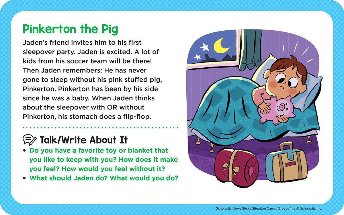 Scholastic News Sticky Situation Cards: Grades 1-3 180 Discussion Prompts That Encourage Dialogue, Debate & Critical Thinking image number 3
