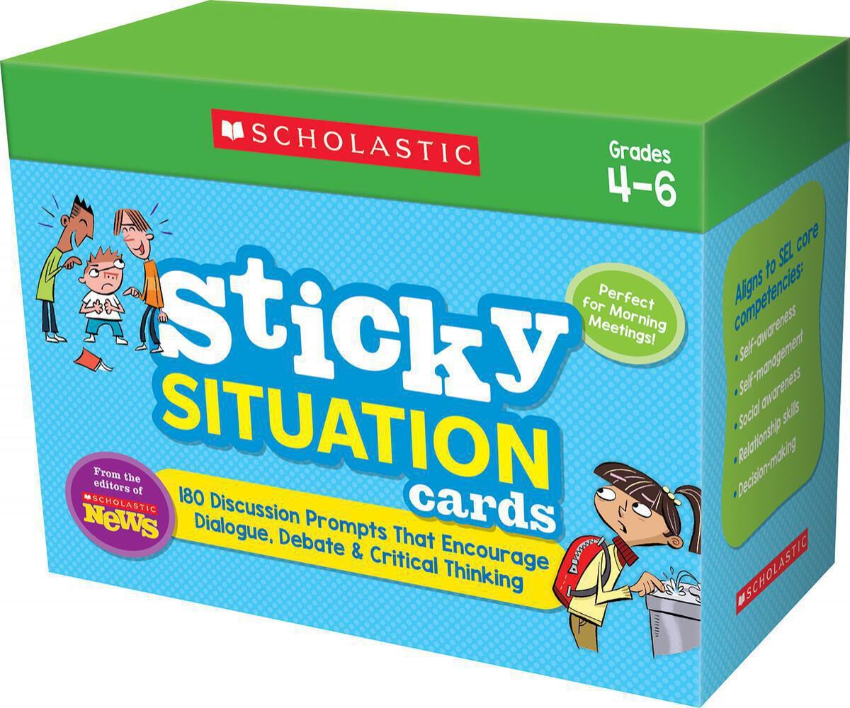 Scholastic News Sticky Situation Cards: Grades 4-6 180 Discussion Prompts That Encourage Dialogue, Debate & Critical Thinking image number 1